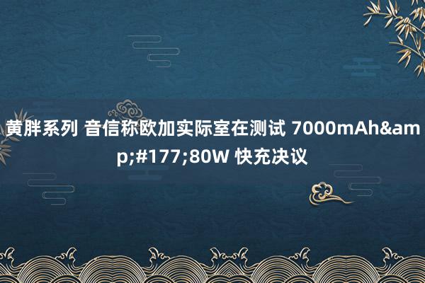 黄胖系列 音信称欧加实际室在测试 7000mAh&#177;80W 快充决议